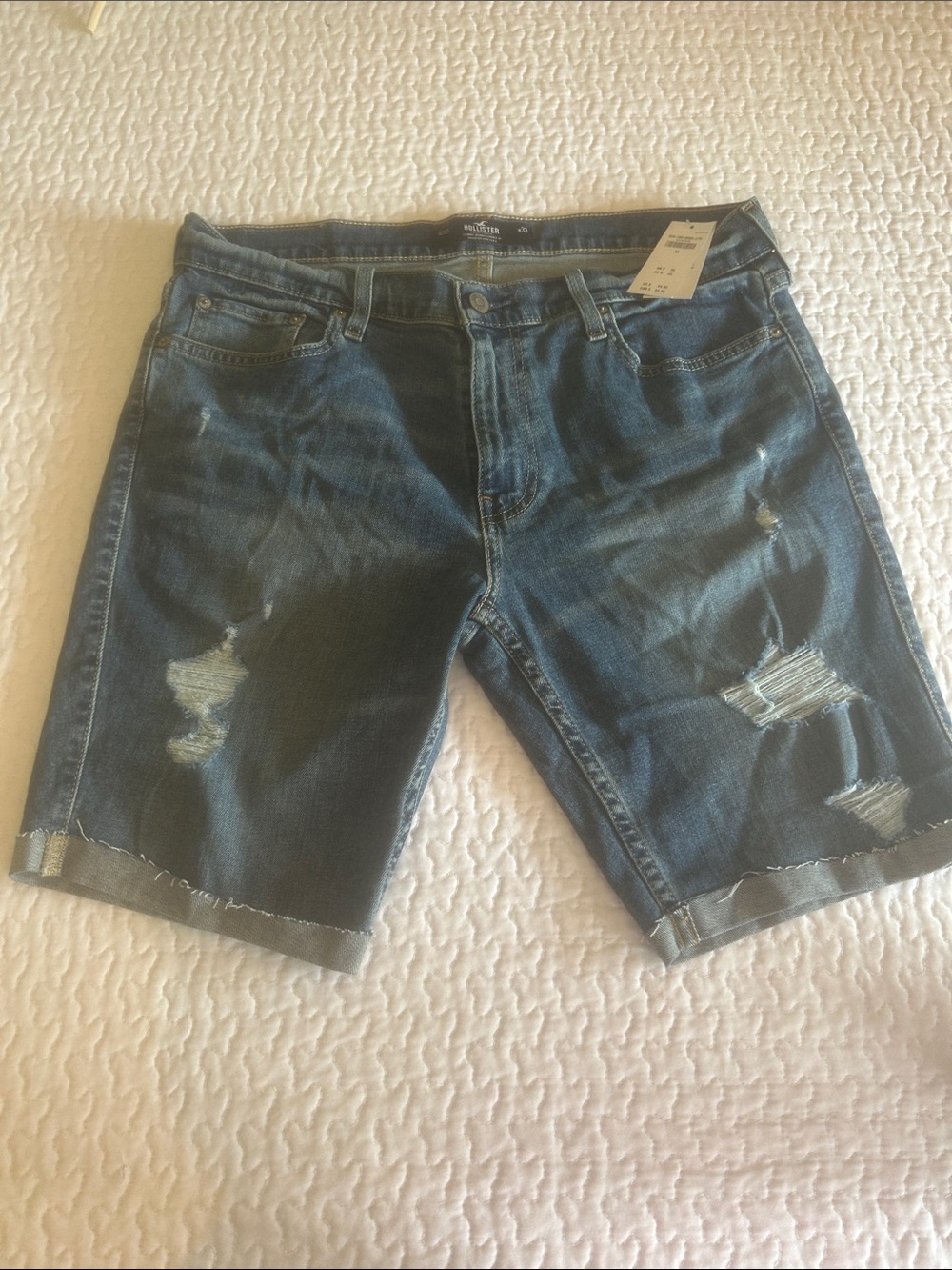 Hollister Distressed Dark Blue Denim Jean Shorts